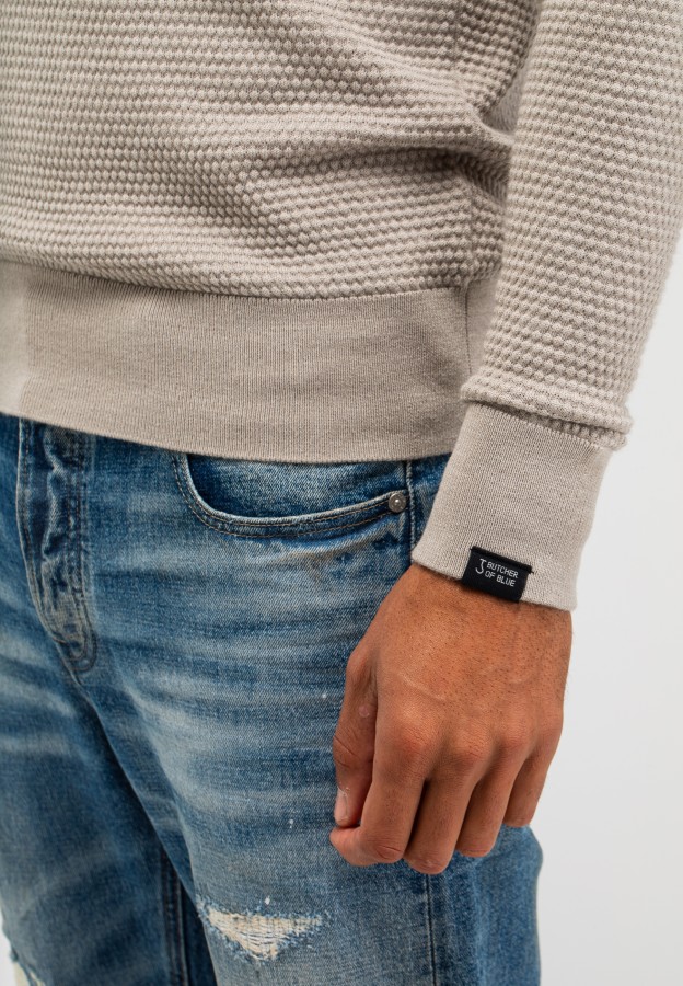 Afbeelding van Structure Half Zip M2526003 Light Sand 697-  Heren Trui - Butcher of Blue